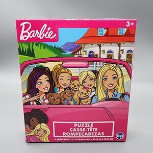 Barbie 100 Piece Jigsaw Puzzle Pink Car Friends Dogs TCG 15x11" Complete New